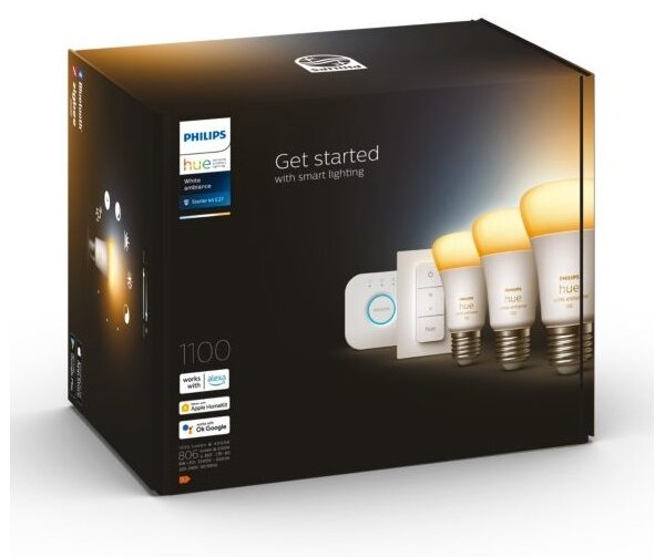 Základná sada Philips Hue WA 3xE27/11W 2200-6500K + Hue bridge a stmievač