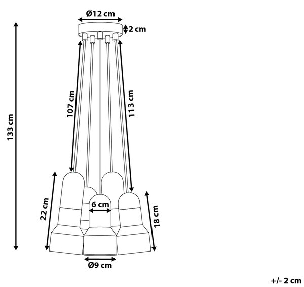 Závesná lampa sivá betónové svietidlo s 5 tienidlami osvetlenie do interiéru industriálny dizajn