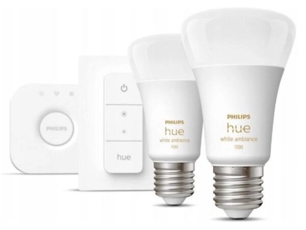 Základná sada Philips Hue WHITE AMBIANCE 2xE27/8W/230V + zariadenie k prepojeniu
