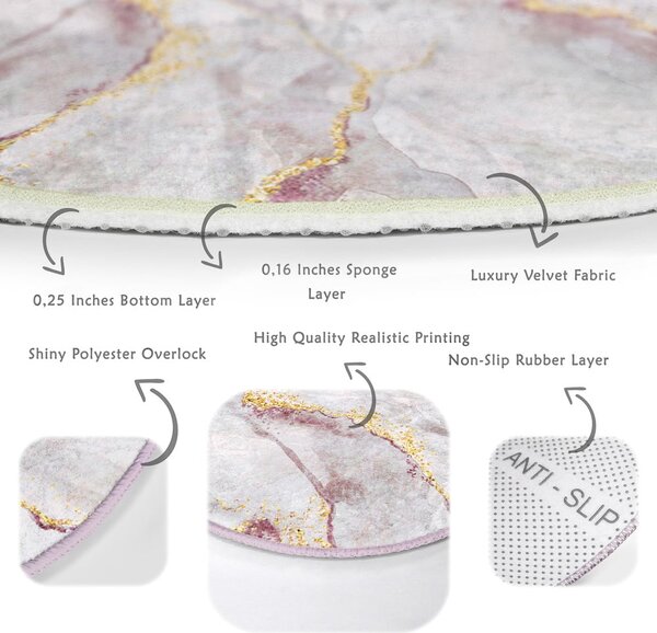 Svetloružový/v zlatej farbe prateľný okrúhly koberec ø 120 cm Marble – Mila Home