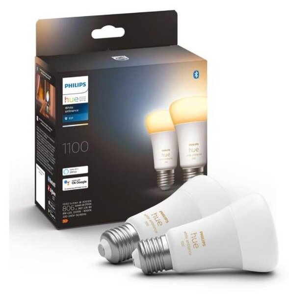 SADA 2xLED Stmievateľná žiarovka Philips Hue WHITE AMBIANCE E27/8W/230V 2200-6500K