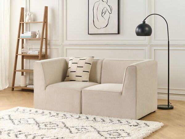 Modulárna 2-miestna pohovka béžová menčestrová moderný dizajn minimalistický štýl