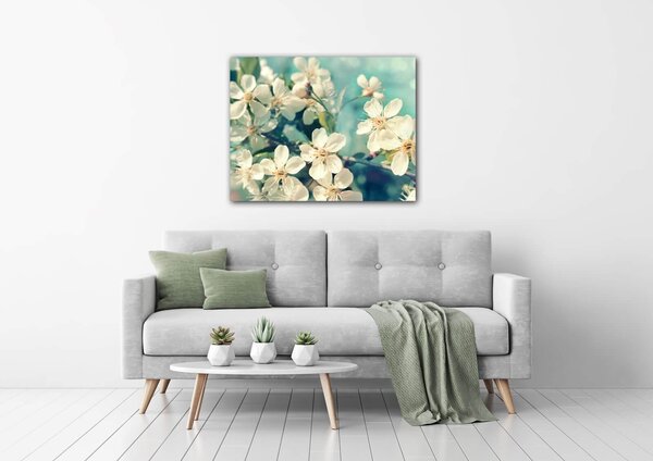 Impresi Obraz Čerešňový kvet modré pozadie - 90 x 70 cm