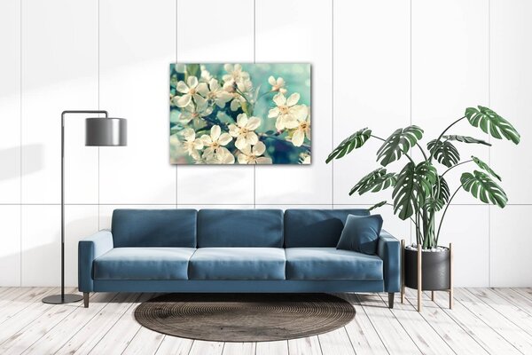 Impresi Obraz Čerešňový kvet modré pozadie - 70 x 50 cm