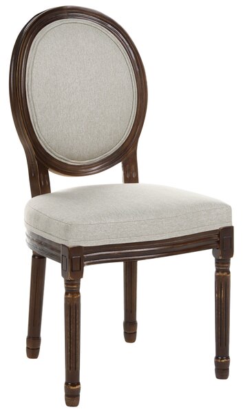 Sada 2 jedálenských stoličiek tmavohnedá béžová látkové čalúnenie drevený rám francúzsky vintage shabby chic štýl kuchyňa jedáleň