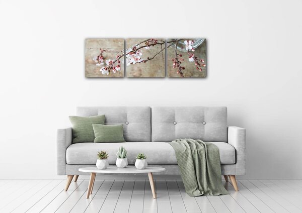 Impresi Obraz Ružové kvety vo váze - 90 x 30 cm (3 dielny)