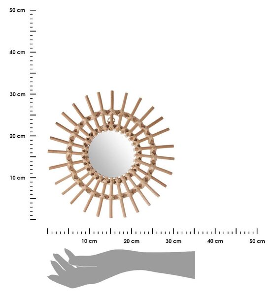 DekorStyle Prútené nástenné zrkadlo Slnko 30 cm