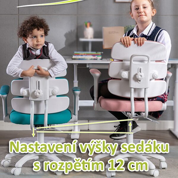 Detská rastúca stolička Neoseat KIDDY THREE — látka, ružová