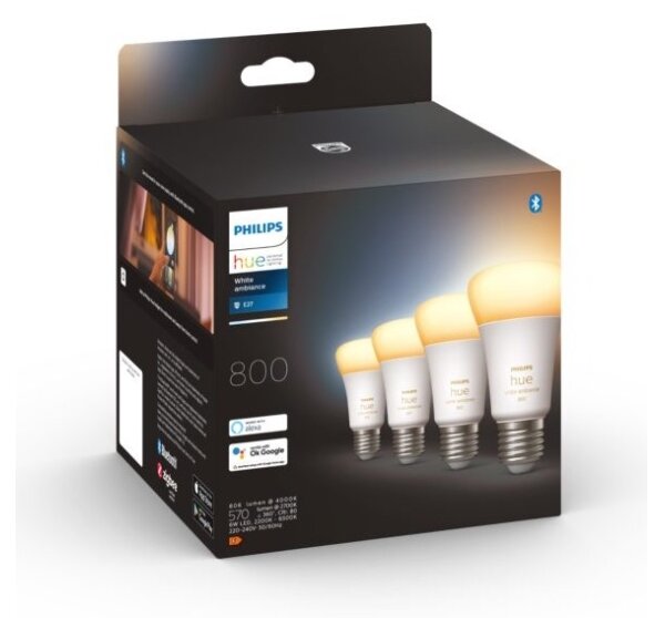 SADA 4xLED Stmievateľná žiarovka Philips Hue WHITE AMBIANCE E27/6W/230V 2200-6500K