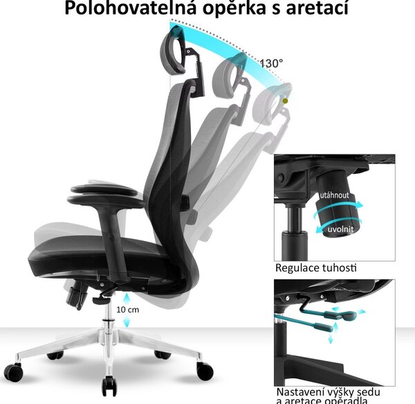 Kancelárska ergonomická stolička Neoseat NICOLE — čierna, nosnosť 150 kg
