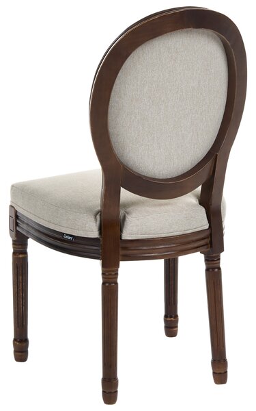 Sada 2 jedálenských stoličiek tmavohnedá béžová látkové čalúnenie drevený rám francúzsky vintage shabby chic štýl kuchyňa jedáleň