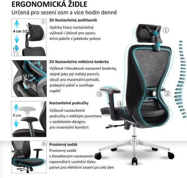 Kancelárska ergonomická stolička Neoseat NICOLE — čierna, nosnosť 150 kg