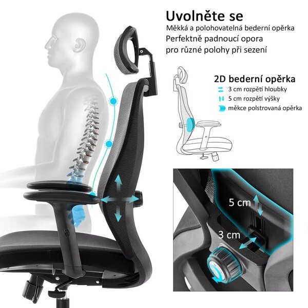 Kancelárska ergonomická stolička Neoseat NICOLE — čierna, nosnosť 150 kg