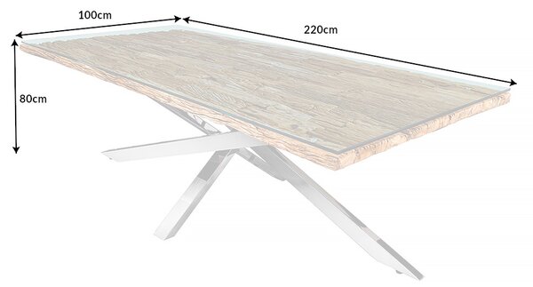 Dizajnový jedálenský stôl Shark 220 cm teak