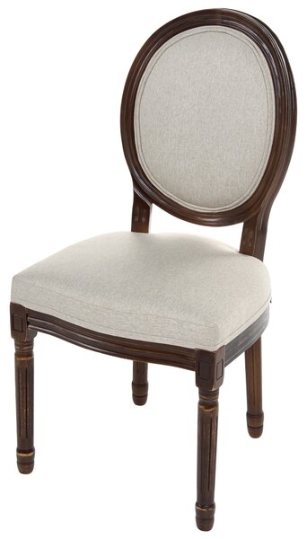 Sada 2 jedálenských stoličiek tmavohnedá béžová látkové čalúnenie drevený rám francúzsky vintage shabby chic štýl kuchyňa jedáleň