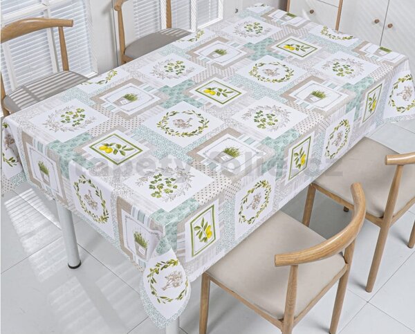 Obrus PVC 3581566, metráž, 20 m x 140 cm, bylinky s citrónmi, IMPOL TRADE