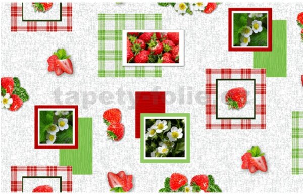Obrus PVC 3581553, metráž, 20 m x 140 cm, jahody, IMPOL TRADE
