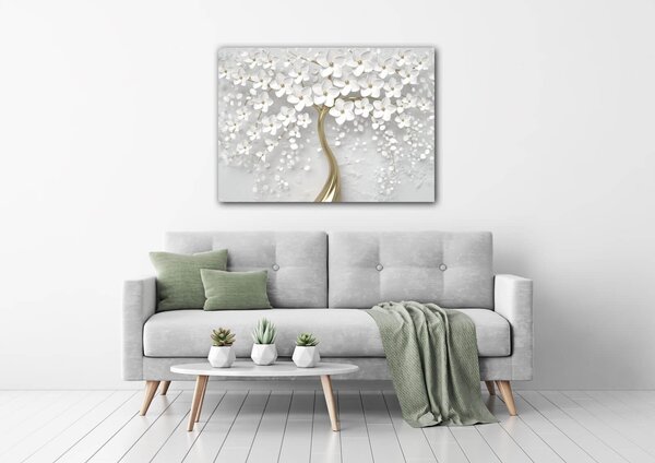 Impresi Obraz Biely strom s kvetinami - 70 x 50 cm