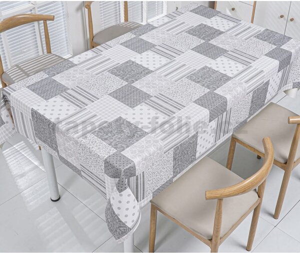 Obrus PVC 3581562, metráž, 20 m x 140 cm, patchwork sivý, IMPOL TRADE