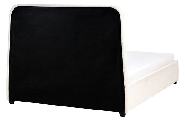 Posteľ so zásuvkami krémová biela buklé čalúnenie 140 x 200 cm úložný priestor s čelom moderný škandinávsky štýl spálňa
