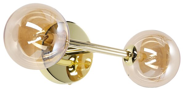 Nástenná lampa zlatá oceľ sklo 2 svetlá okrúhle tienidlá moderný glamour štýl obývačka jedáleň spálňa