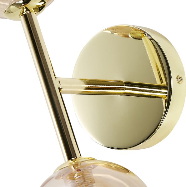 Nástenná lampa zlatá oceľ sklo 2 svetlá okrúhle tienidlá moderný glamour štýl obývačka jedáleň spálňa