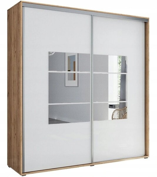 Šatníková skriňa so zrkadlom ANASTACIO, šírka 150 cm, výška 245 cm