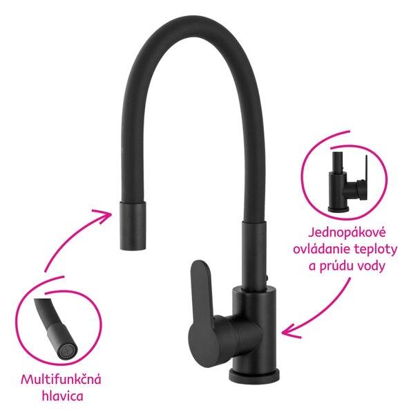 KONDELA Kuchynská batéria, čierna, LEXI