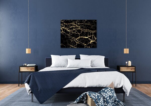 Impresi Obraz Mramor čierno-zlatý - 90 x 70 cm