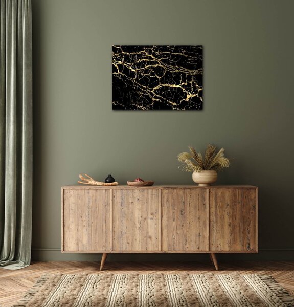 Impresi Obraz Mramor čierno-zlatý - 70 x 50 cm