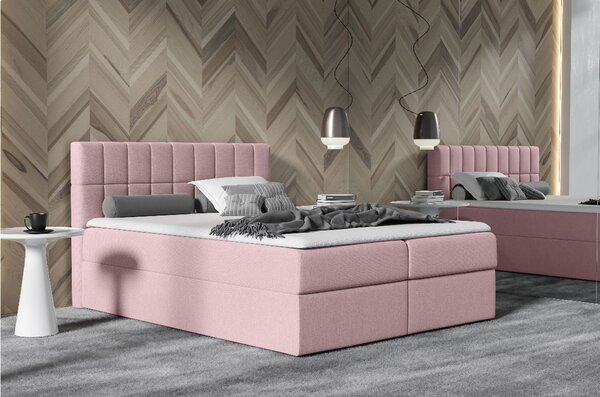 Manželská čalúnená posteľ 200x200 KATE - ružová + topper ZDARMA