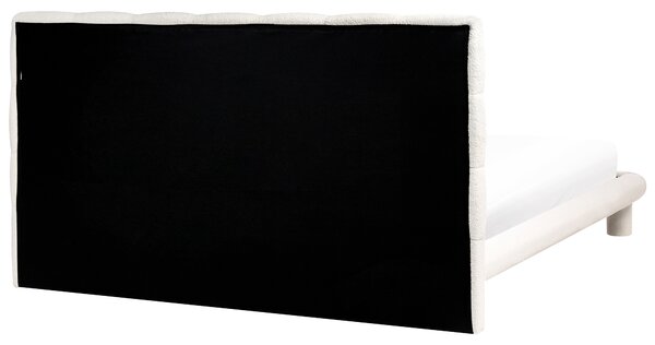 Posteľ krémová biela buklé čalúnenie 180 x 200 cm čalúnené čelo nohy moderný škandinávsky štýl spálňa