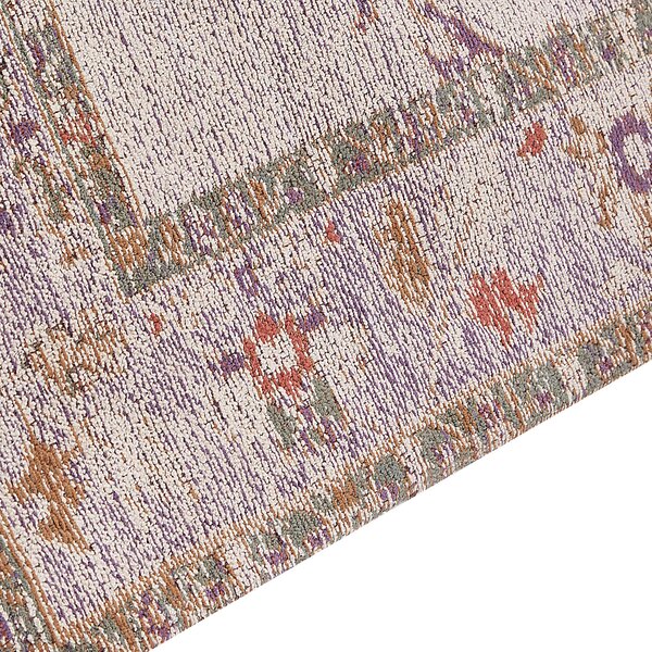 Koberec béžový bavlnený 80 x 300 cm obdĺžnikový tvar behúň moderný tradičný štýl chodba predsieň