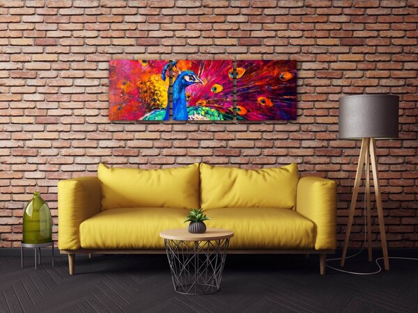 Impresi Obraz Farebný páv - 90 x 30 cm (3 dielny)