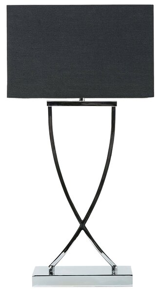 Stolná lampa strieborný kovový podstavec 62 cm čierne látkové tienidlo obdĺžniková moderná obývacia izba