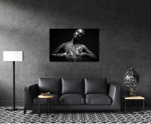 Impresi Obraz Portrét ženy čierno strieborný - 60 x 40 cm