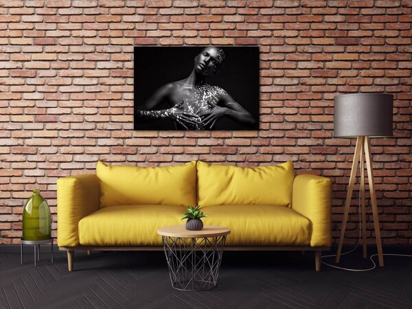 Impresi Obraz Portrét ženy čierno strieborný - 60 x 40 cm