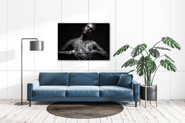 Impresi Obraz Portrét ženy čierno strieborný - 70 x 50 cm