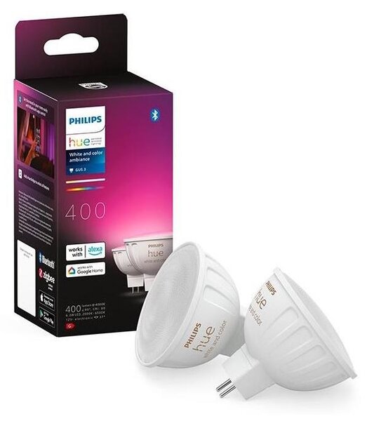 SADA 2x LED RGBW Stmievateľná žiarovka Philips Hue WACA GU5,3/MR16/6,3W/12V