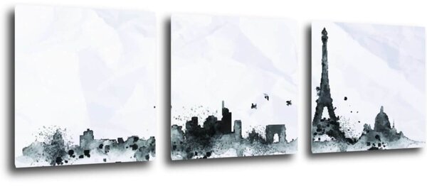 Impresi Obraz Paríž panorama - 90 x 30 cm (3 dielny)