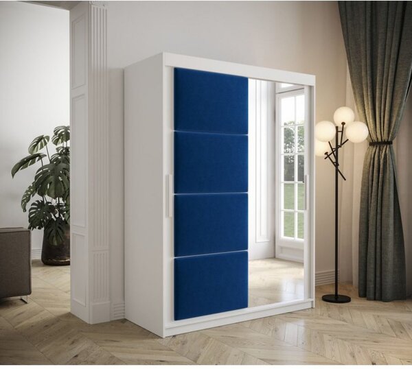 Šatníková skriňa s posuvnými dverami 150 cm TALIA - biela / modrá