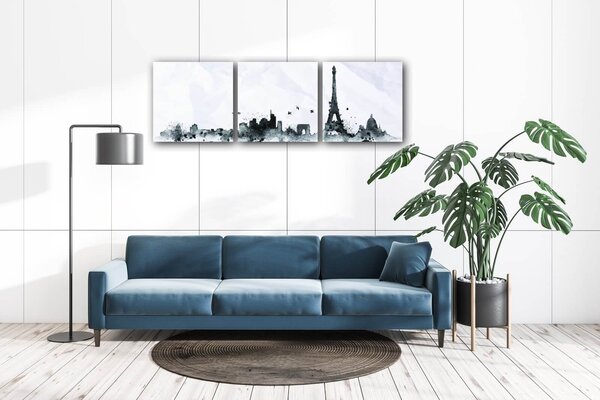 Impresi Obraz Paríž panorama - 90 x 30 cm (3 dielny)