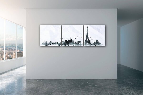 Impresi Obraz Paríž panorama - 90 x 30 cm (3 dielny)
