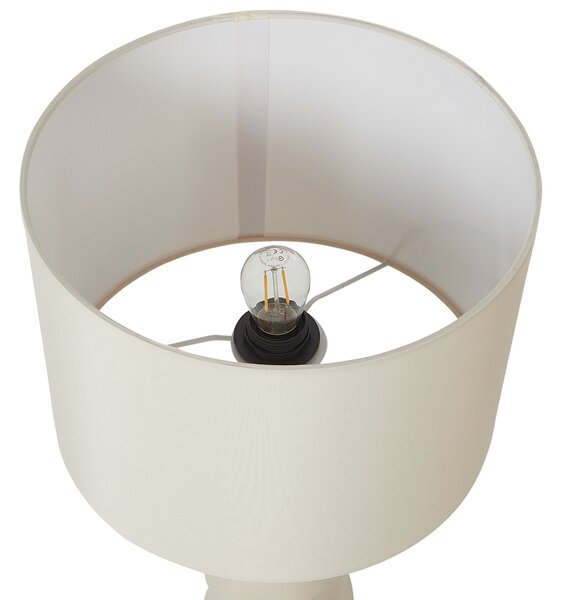 Stolová lampa béžový keramický podstavec 30 x 30 x 51 cm béžové látkové tienidlo nočné svetlo minimalistická spálňa obývačka