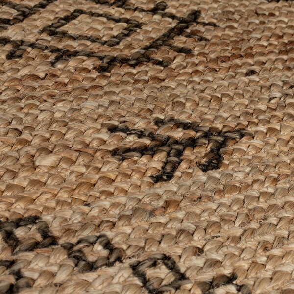 Flair Rugs , Kusový koberec Printed Jute Rowen Natural/Black, 200x290, béžová, chodba / predsieň