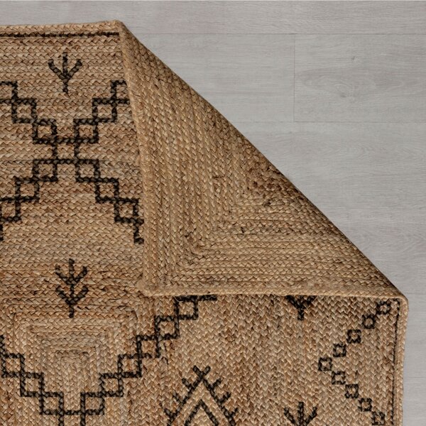 Flair Rugs , Kusový koberec Printed Jute Rowen Natural/Black, 200x290, béžová, chodba / predsieň