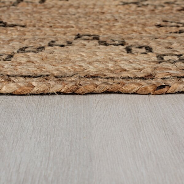 Flair Rugs , Kusový koberec Printed Jute Rowen Natural/Black, 200x290, béžová, chodba / predsieň