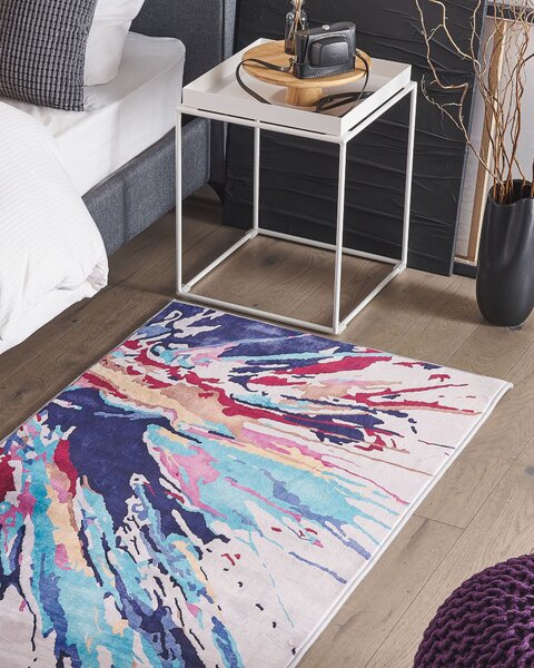 Koberec viacfarebný 80 x 150 cm abstraktný efekt maľby s potlačou s krátkym vlasom moderný