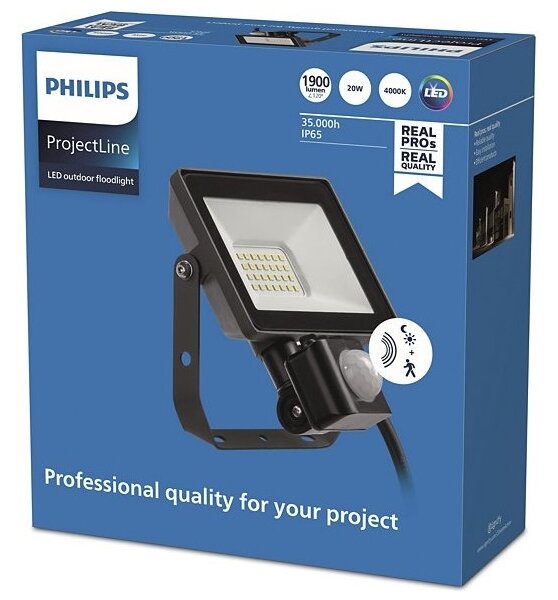 Philips - LED Vonkajší reflektor so senzorom PROJECTLINE LED/20W/230V IP65 4000K