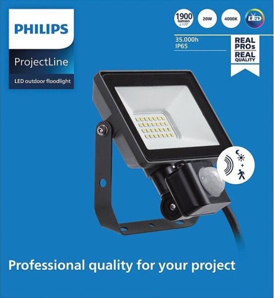 Philips - LED Vonkajší reflektor so senzorom PROJECTLINE LED/20W/230V IP65 4000K